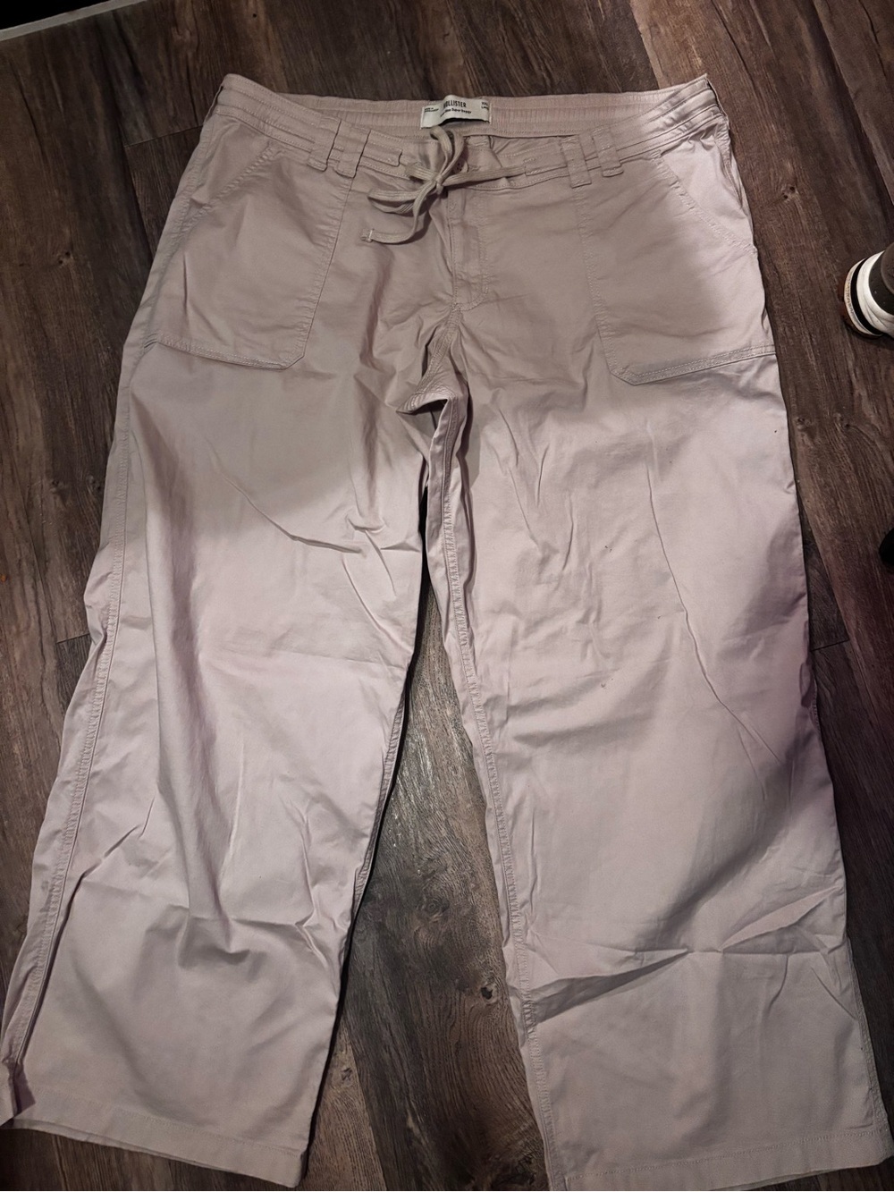 Hollister Khaki/Beige Women's Drawstring Wide Leg Pants